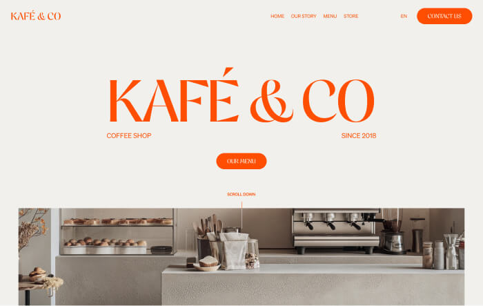 Homepage design by Eazyclick for restaurants and coffee shops