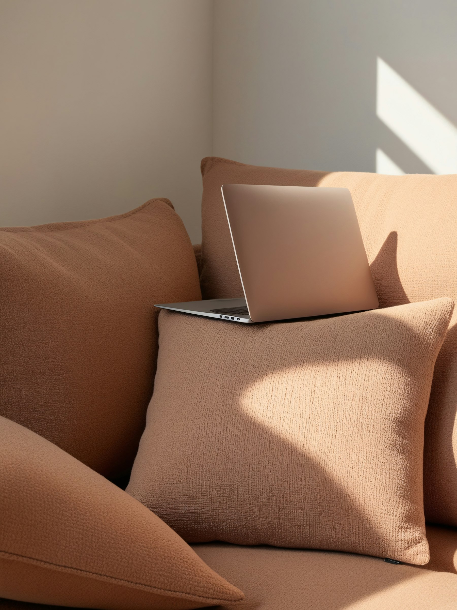 Laptop on a sofa