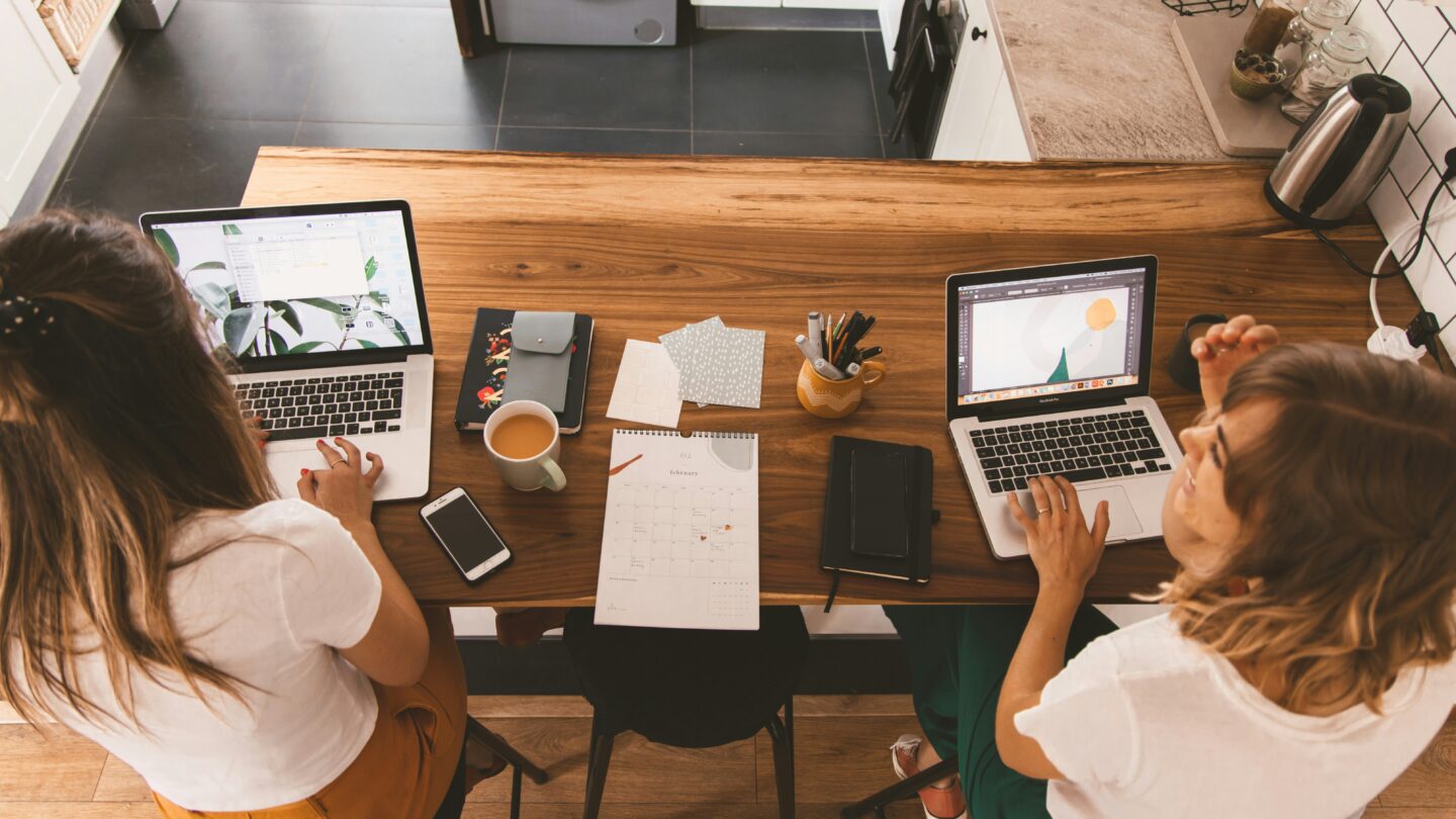 Two entrepreneurs working in a cozy office