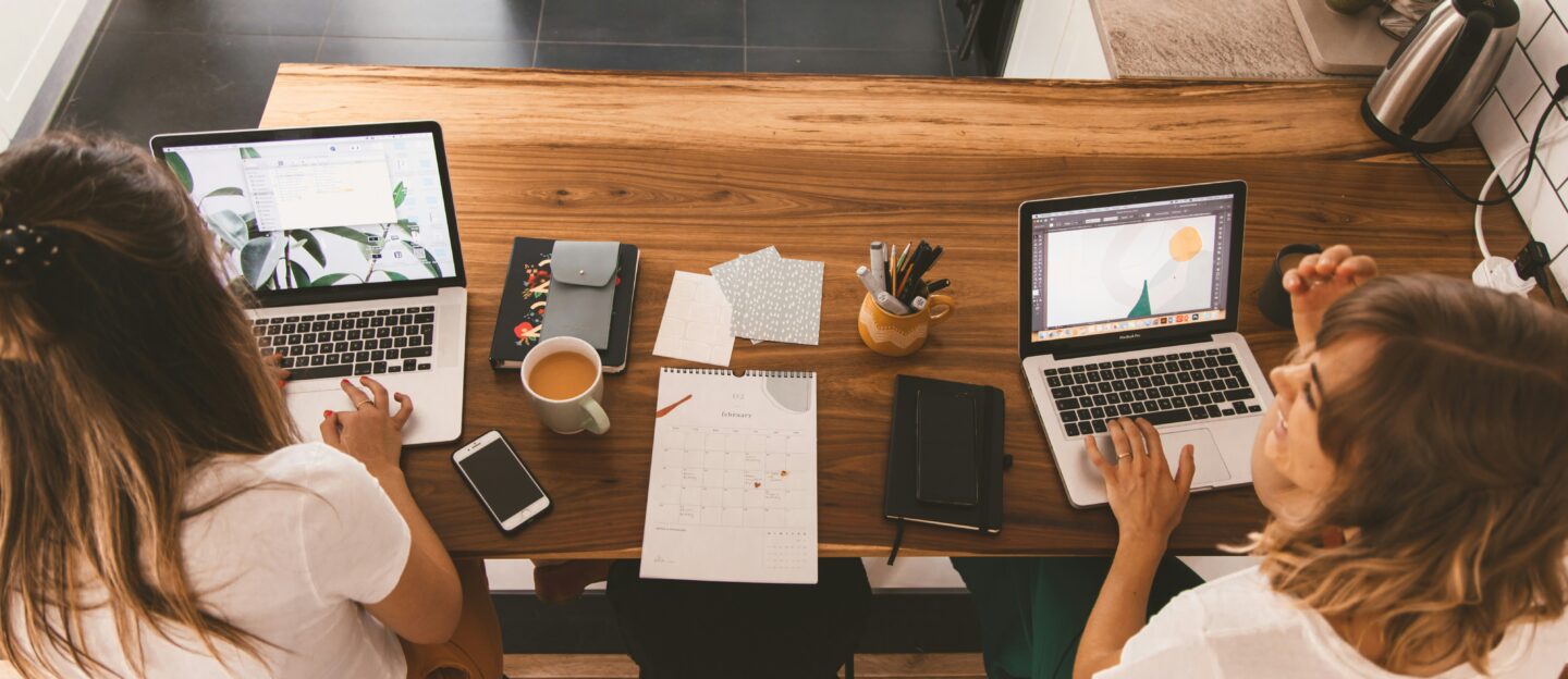 Two entrepreneurs working in a cozy office