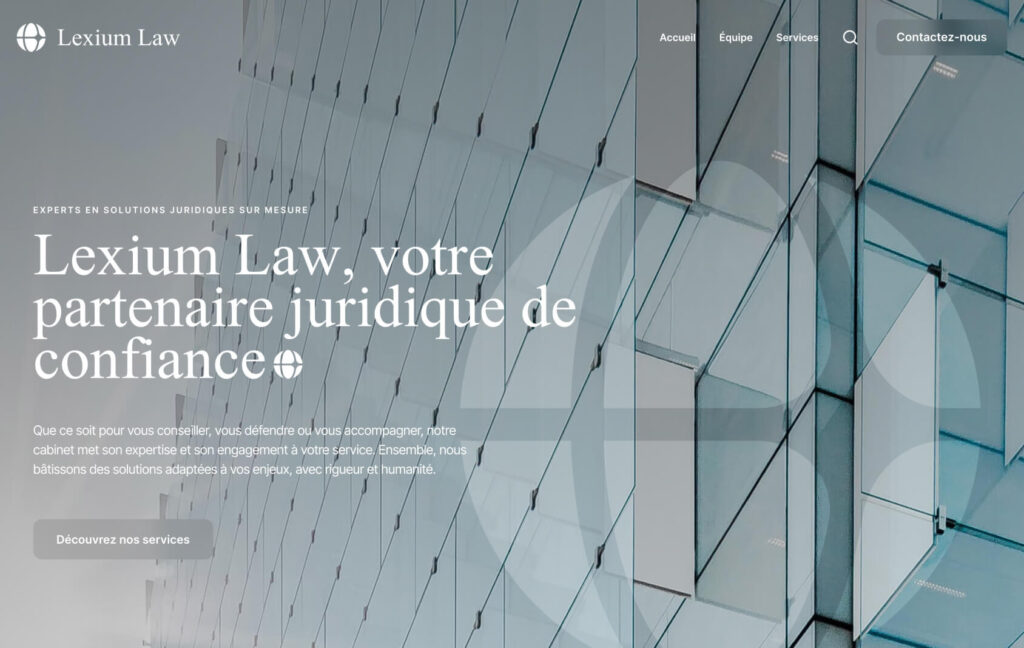 Lexium law template for legal services designed by Eazyclick landing screen