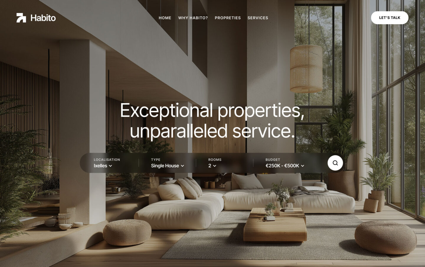 Home screen of Habito real estate template