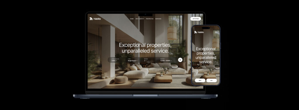 Mockup of landing screen of Habito real estate template